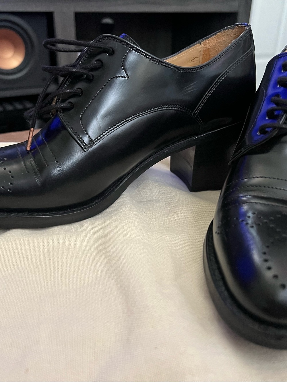Office of Angela Scott heeled Black Leather Lace-Up Oxford (Miss Button) 39.5 - Picture 4 of 7